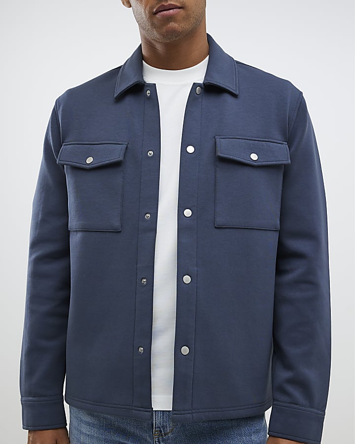 Grey Slim Fit Collared Overshirt