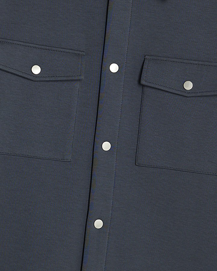 Grey Slim Fit Collared Overshirt