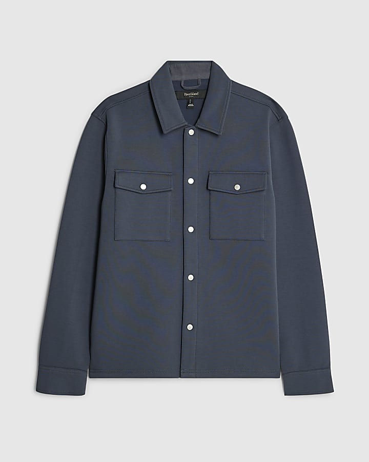 Grey Slim Fit Collared Overshirt