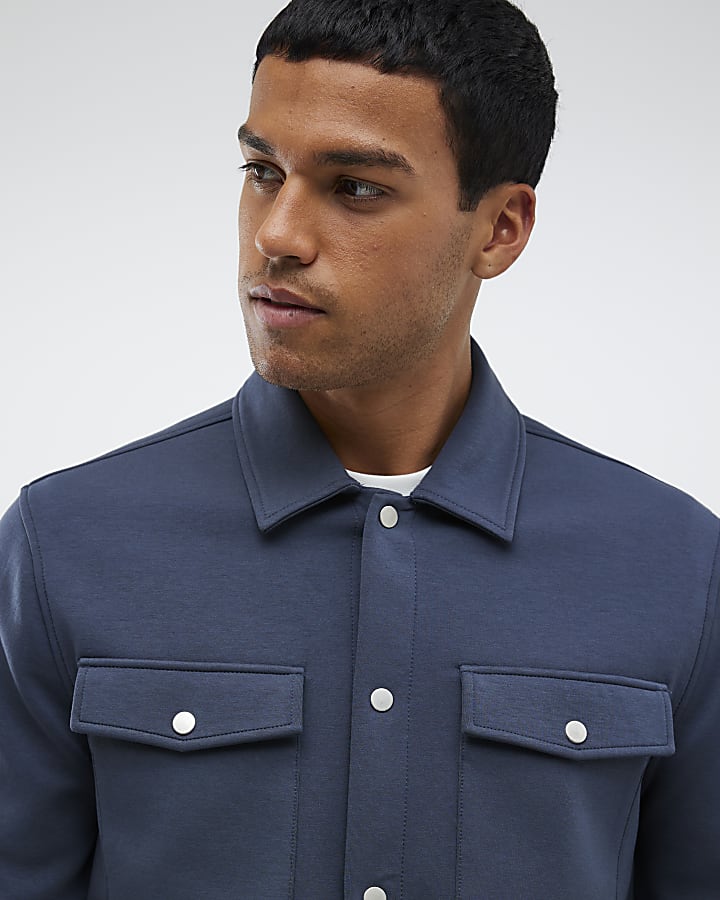 Grey Slim Fit Collared Overshirt