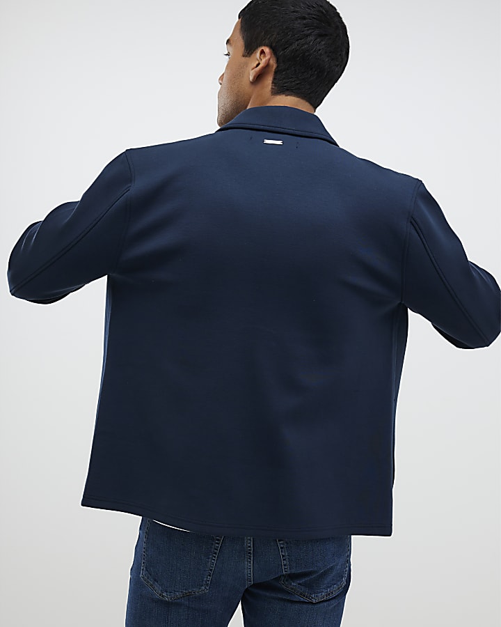 Navy Slim Fit Scuba Overshirt