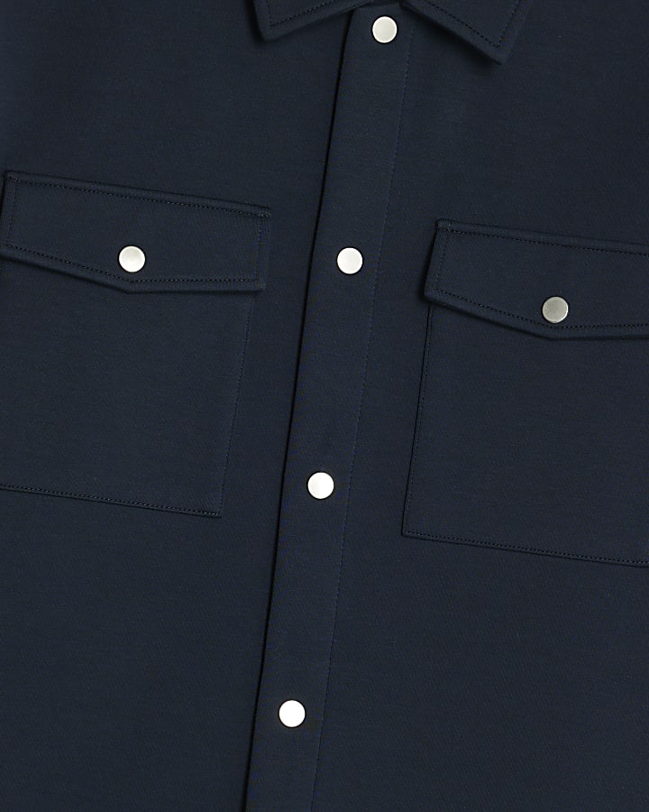 Navy Slim Fit Scuba Overshirt