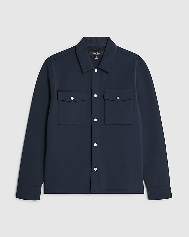Navy Slim Fit Scuba Overshirt