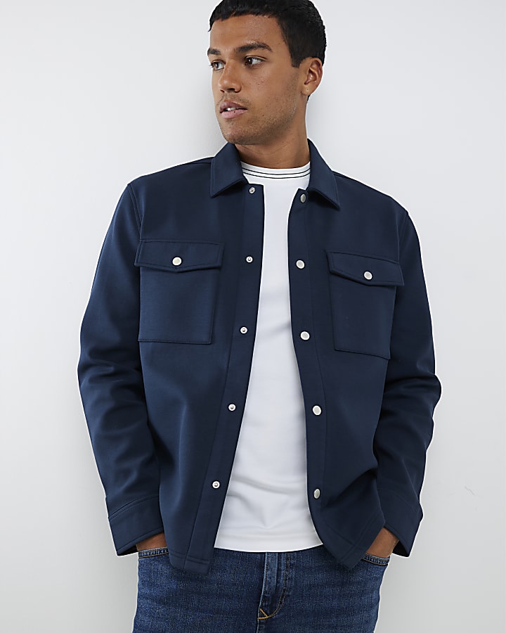 Navy Slim Fit Scuba Overshirt