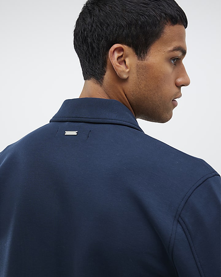 Navy Slim Fit Scuba Overshirt