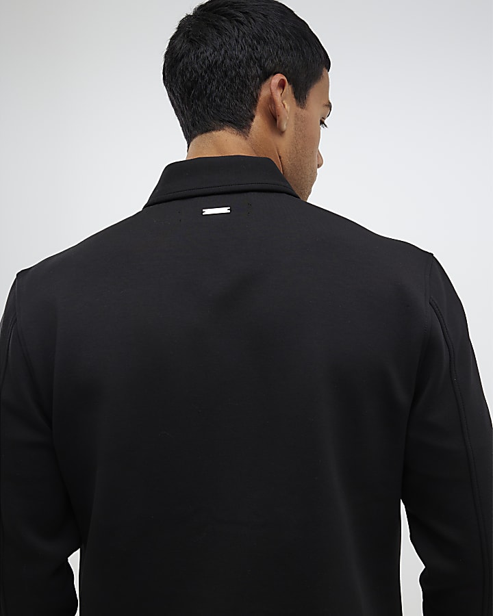 Black Slim Fit Collared Overshirt