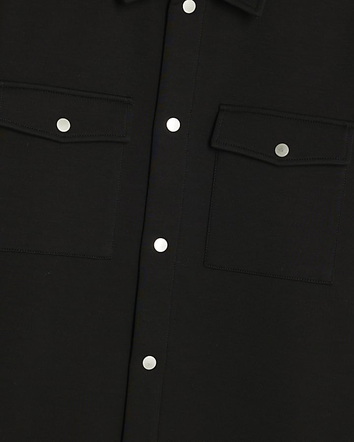 Black Slim Fit Collared Overshirt