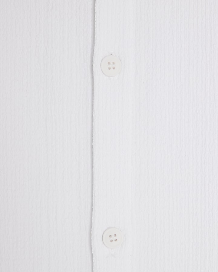 White Regular Fit Crinkle Shirt