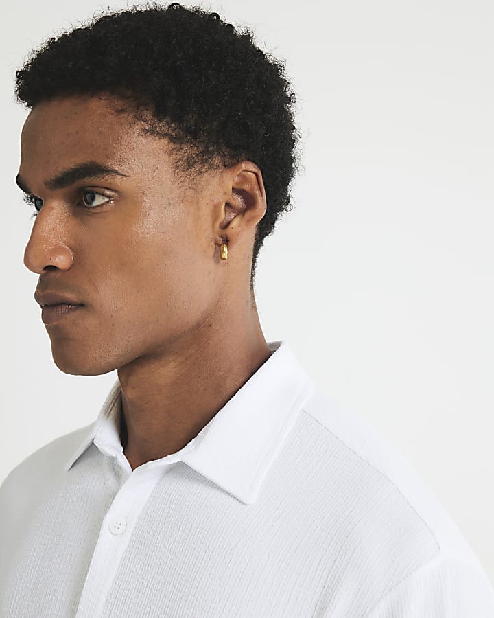 White Regular Fit Crinkle Shirt