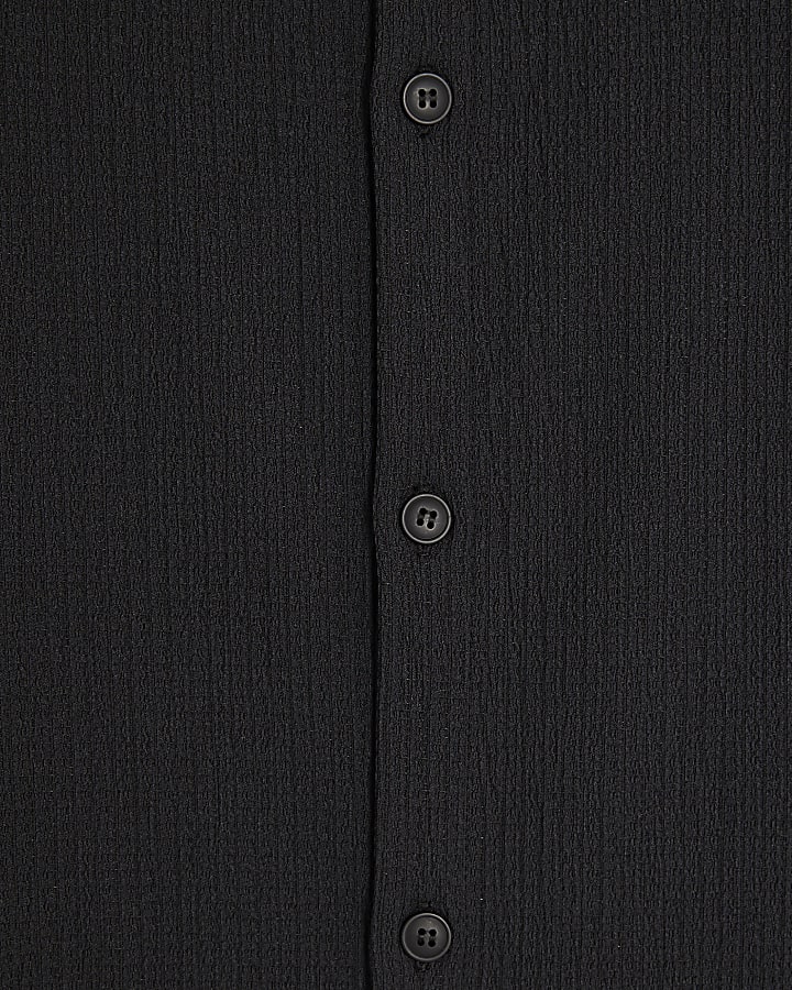 Black Regular Fit Crinkle Shirt