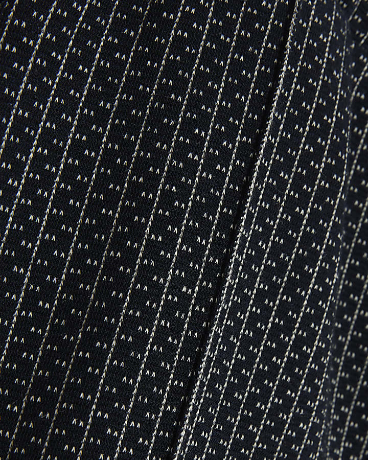 Navy Slim Fit Stitched Stripe Shorts