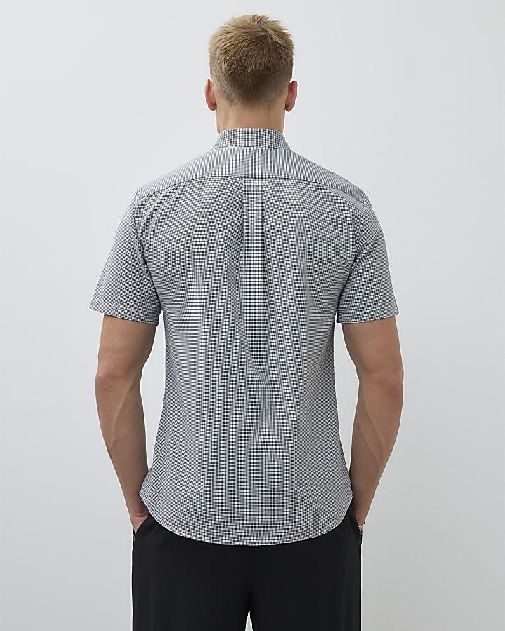 Grey Muscle Fit Check Shirt