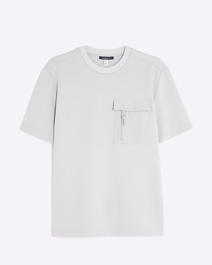 Grey Short Sleeve Slim Fit Pocket T-shirt