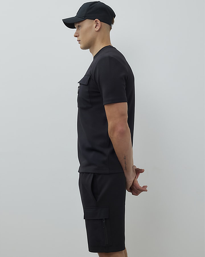 Black Slim Fit Hybrid Shorts