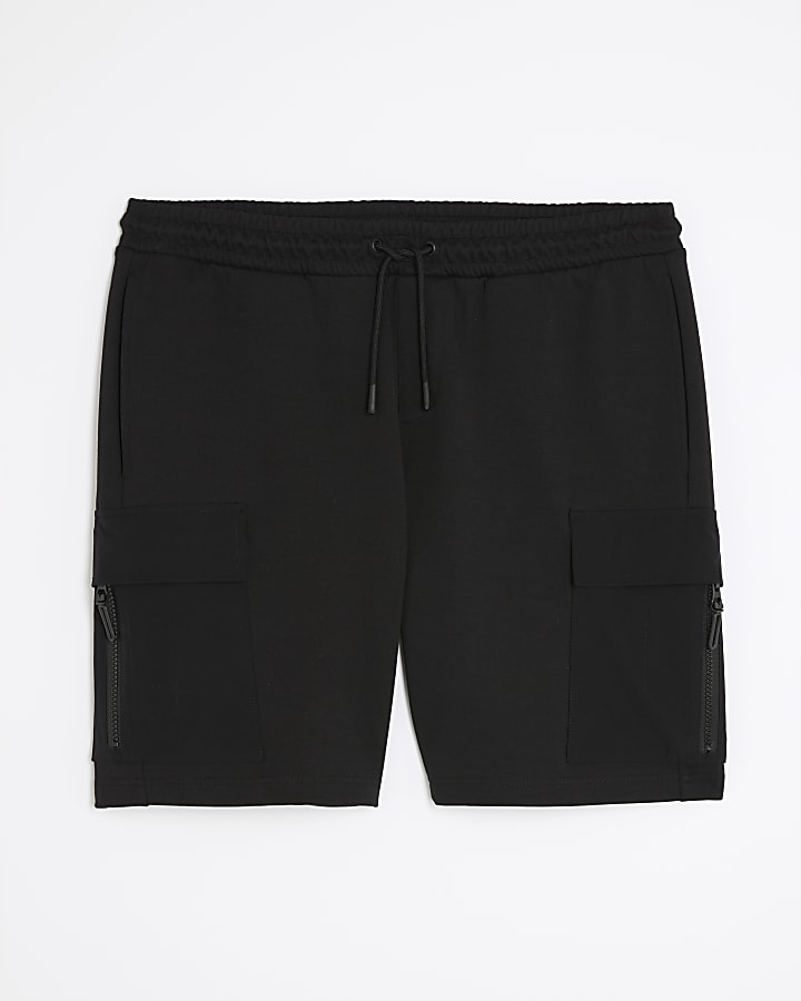 Black Slim Fit Hybrid Shorts