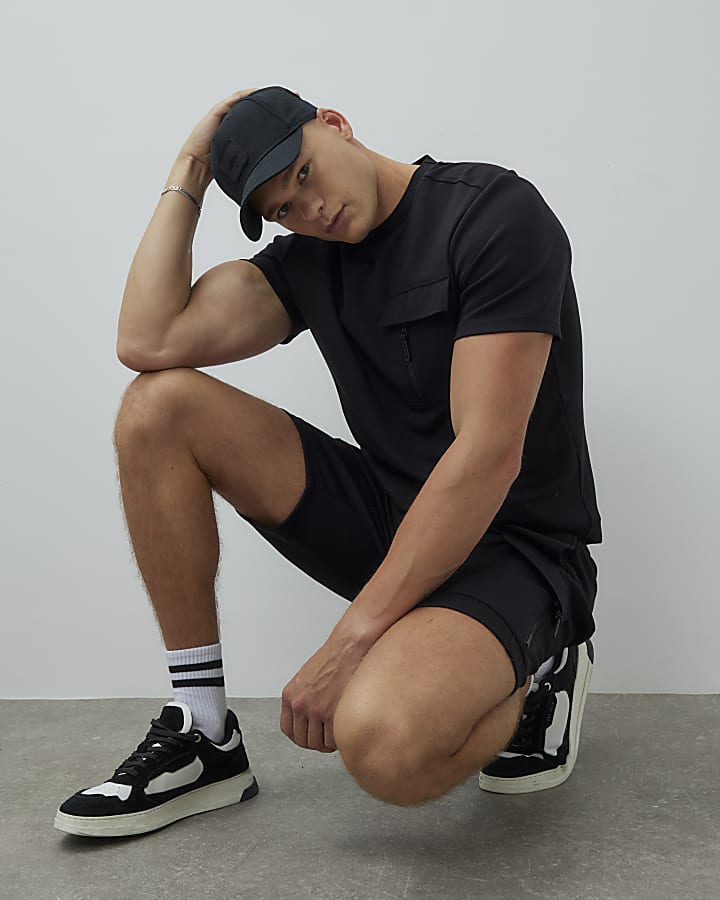Black Slim Fit Hybrid Shorts