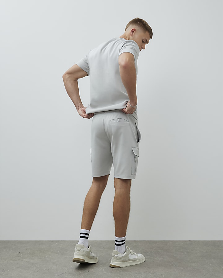 Grey Slim Fit Hybrid Shorts