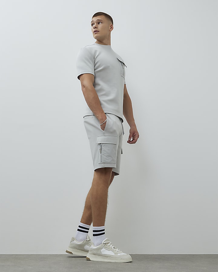 Grey Slim Fit Hybrid Shorts