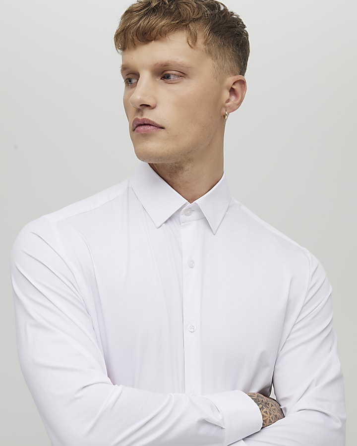 White Muscle Fit Shirt