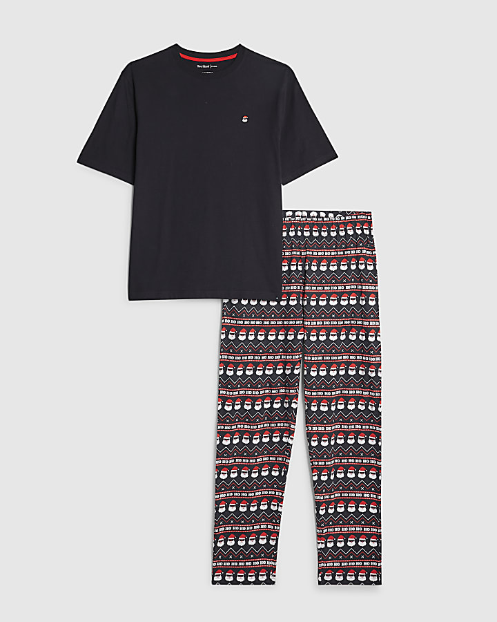 Black Cool Santa Trousers Loungewear Set