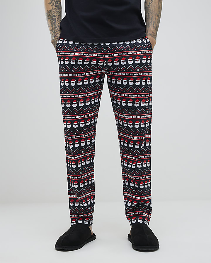 Black Cool Santa Trousers Loungewear Set