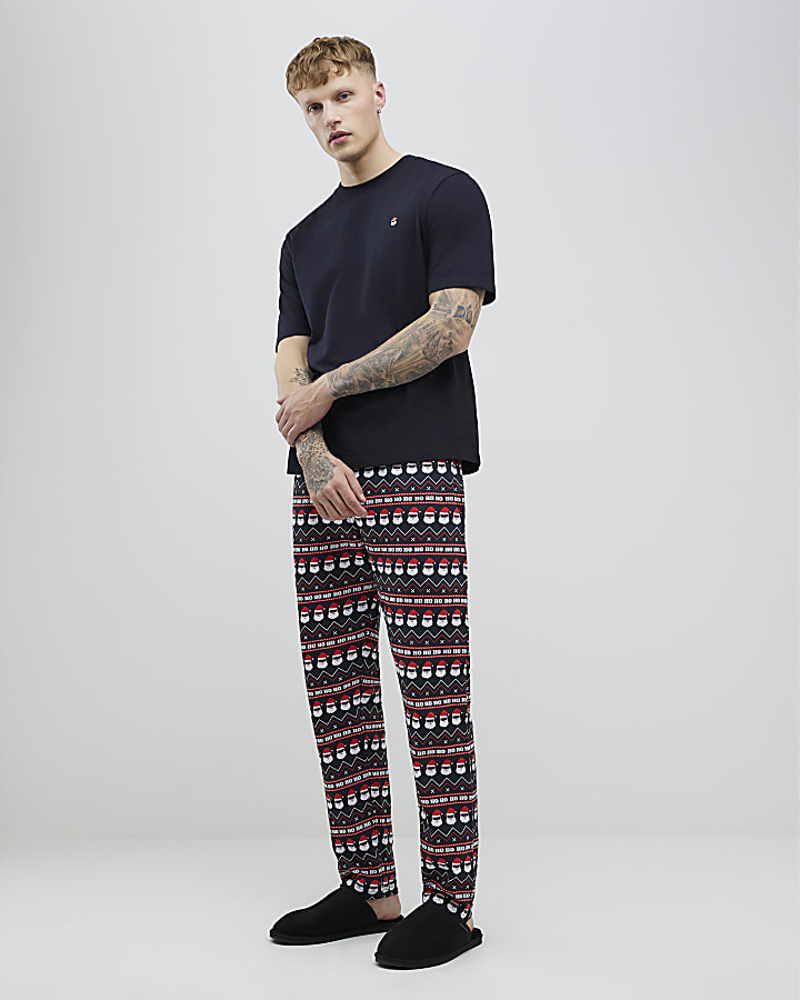 Black Cool Santa Trousers Loungewear Set