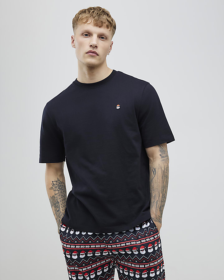 Black Cool Santa Trousers Loungewear Set