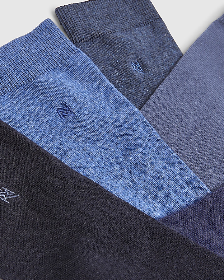 Blue Embroidered RI Pack Of 5 Socks