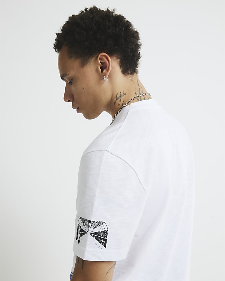 White Regular Fit Divine Band T-Shirt