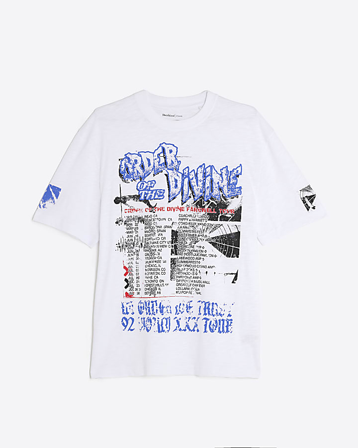 White Regular Fit Divine Band T-Shirt