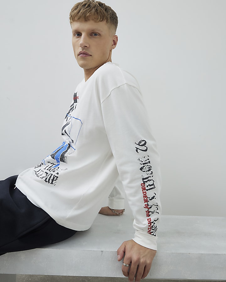 White Oversized Fit Divine Band T-Shirt