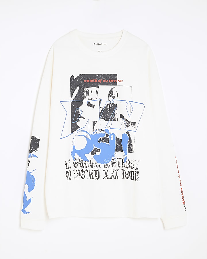 White Oversized Fit Divine Band T-Shirt
