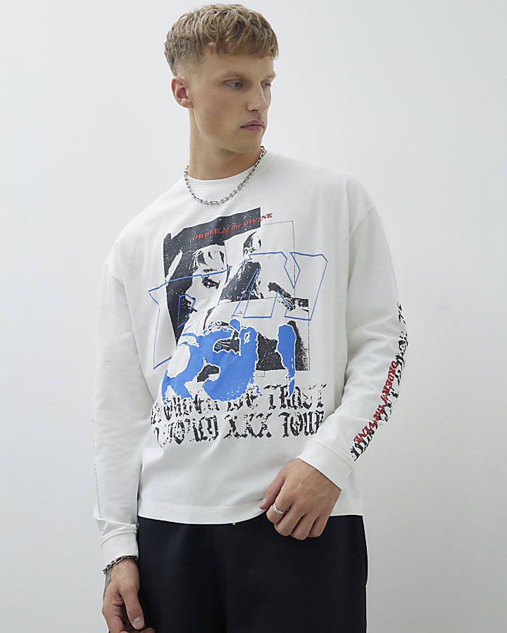 White Oversized Fit Divine Band T-Shirt