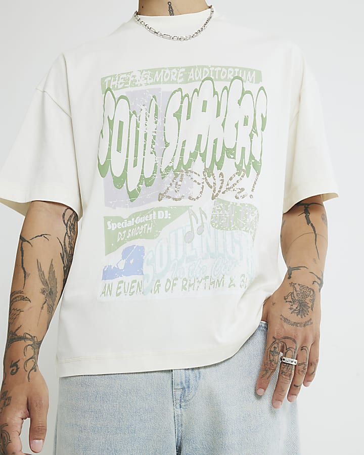 Cream Oversized Fit Soul Shakers T-Shirt