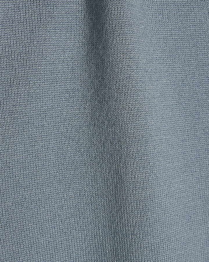 Blue Slim Fit Half Zip Jumper