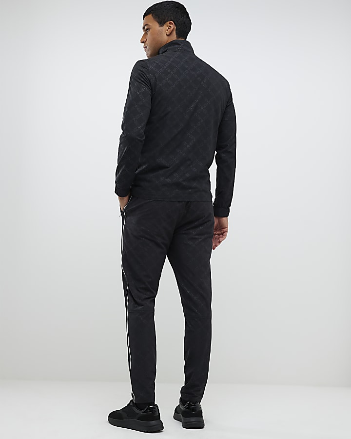 Black Monogram Piped Joggers