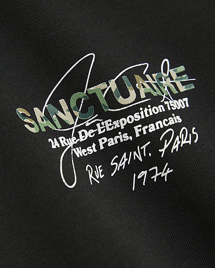 Black Oversized Sanctuaire Camouflage T-Shirt