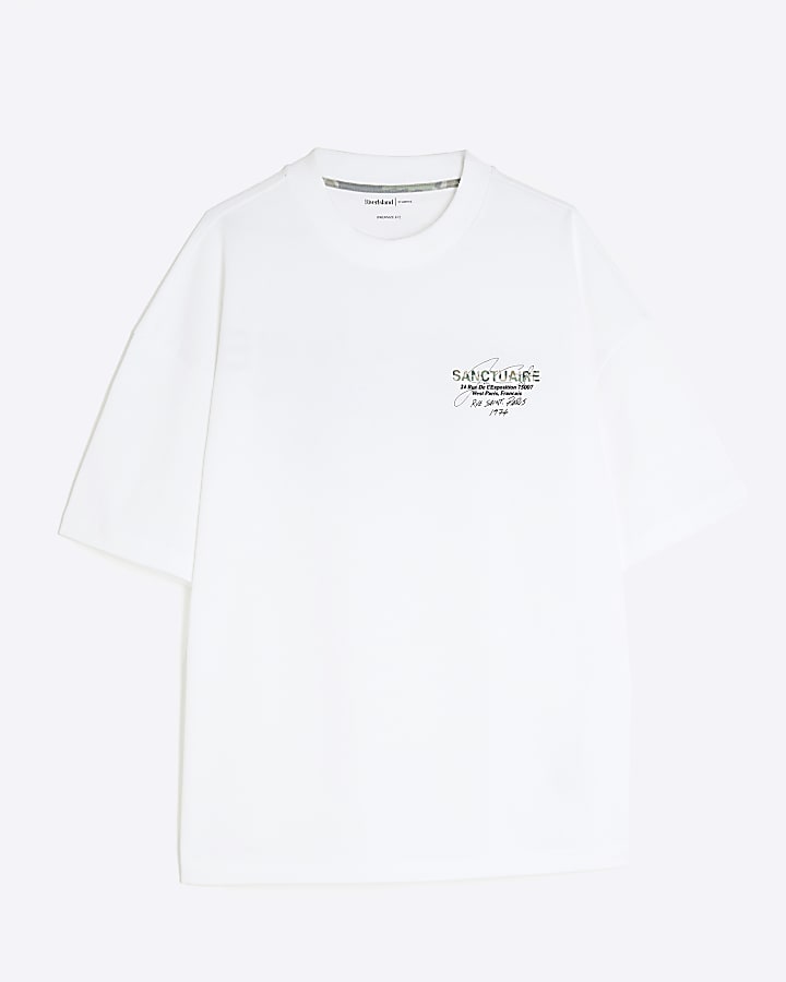 White Oversized Sanctuaire Camouflage T-Shirt