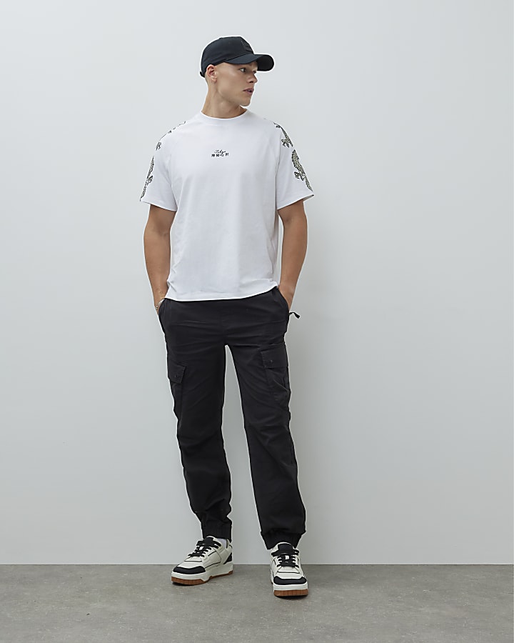 White Japanese Dragon Sleeve T-Shirt