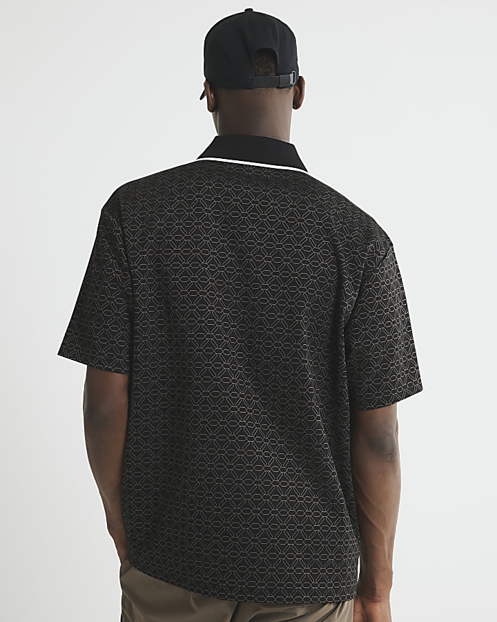 Black Ame Saint Football Polo Shirt