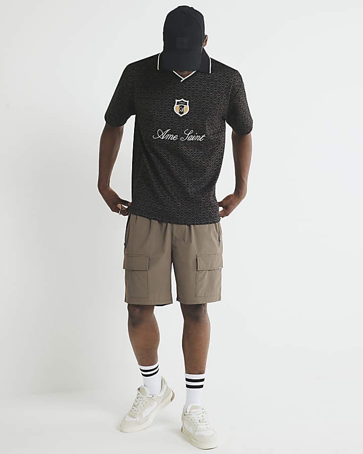 Black Ame Saint Football Polo Shirt