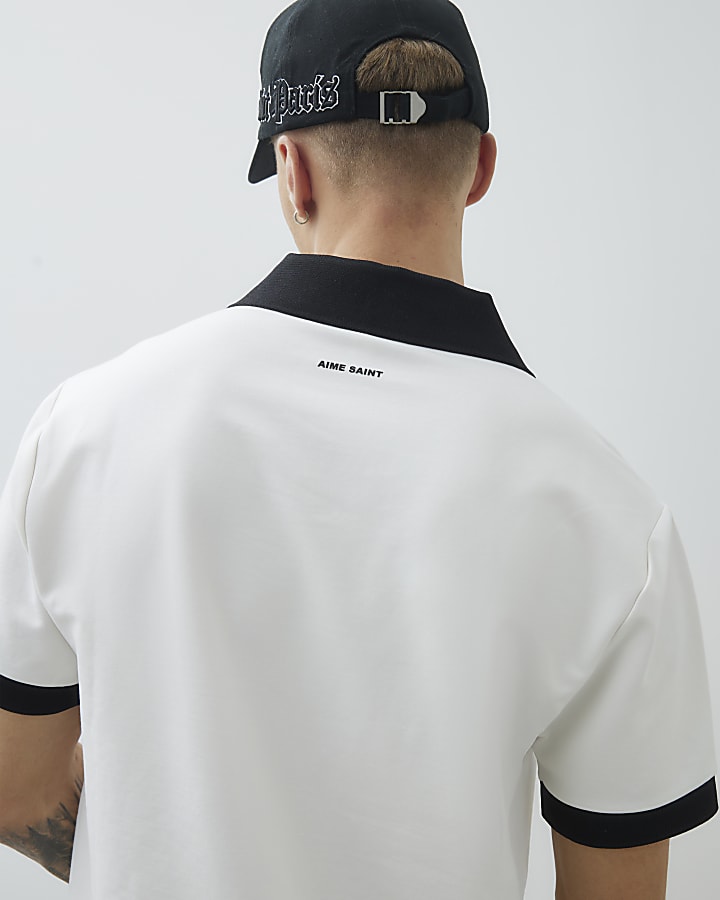 White Ame Saint Football Polo Shirt