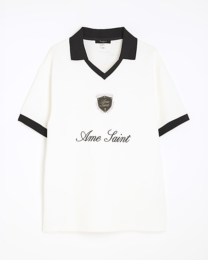 White Ame Saint Football Polo Shirt