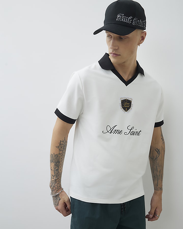 White Ame Saint Football Polo Shirt