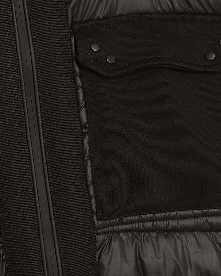 Black Hybrid Hooded Gilet