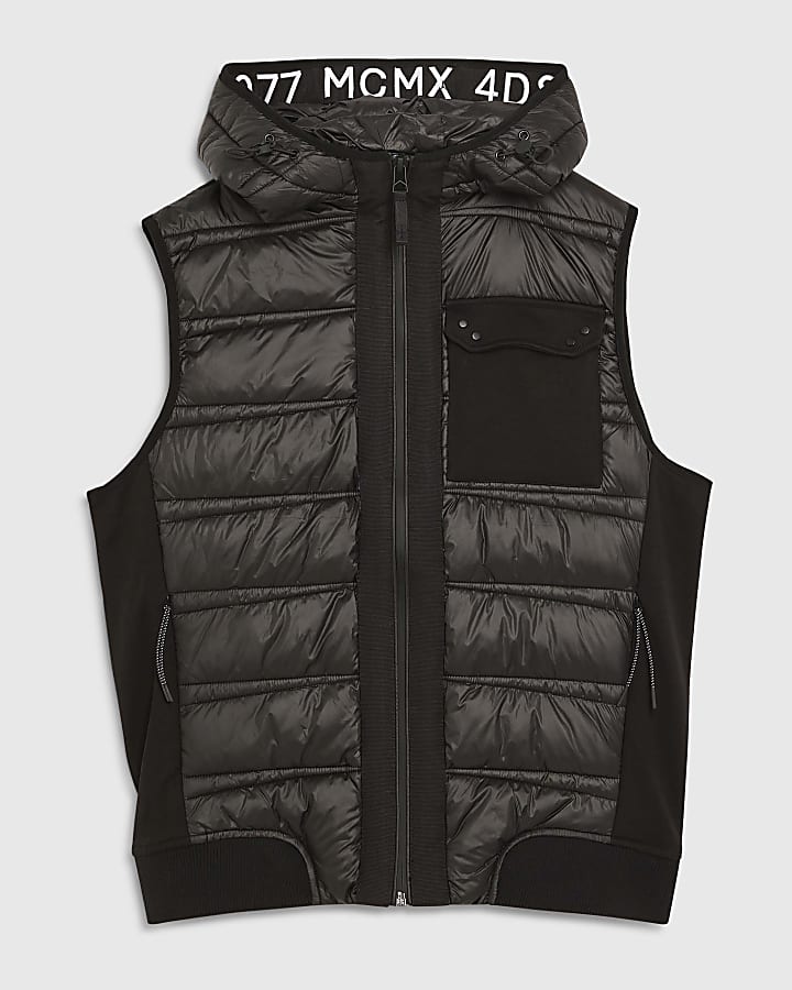 Black Hybrid Hooded Gilet
