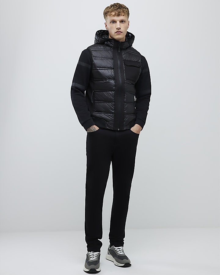 Black Hybrid Hooded Gilet