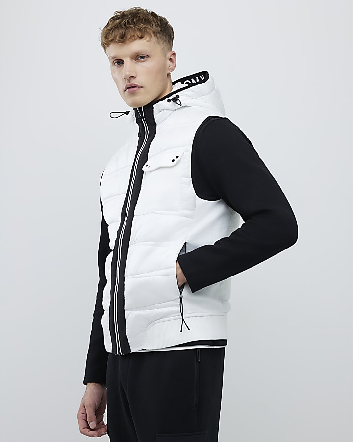 White Hybrid Hooded Gilet