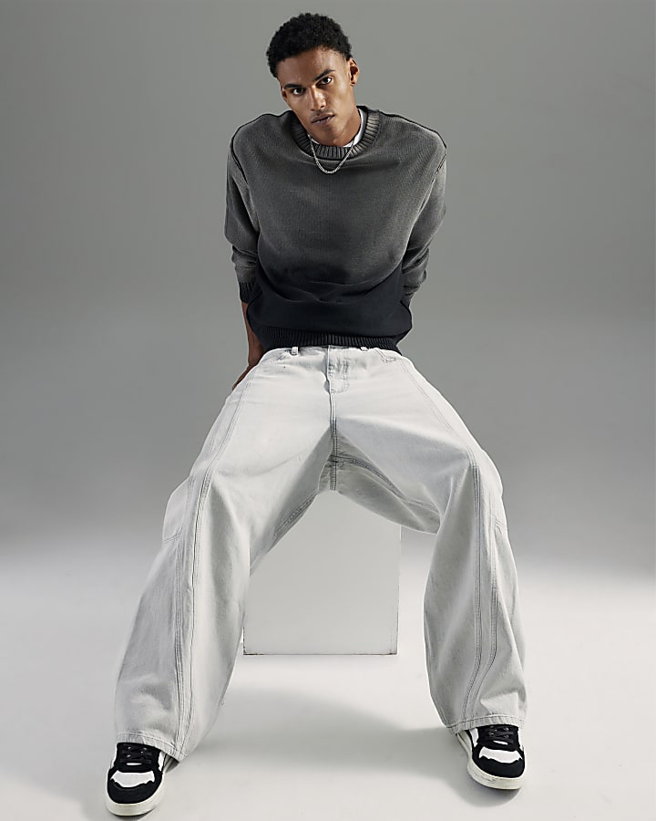 Grey Super Baggy Jeans