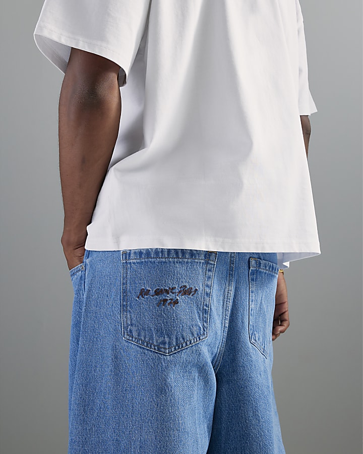 Blue Barrel Leg Jeans